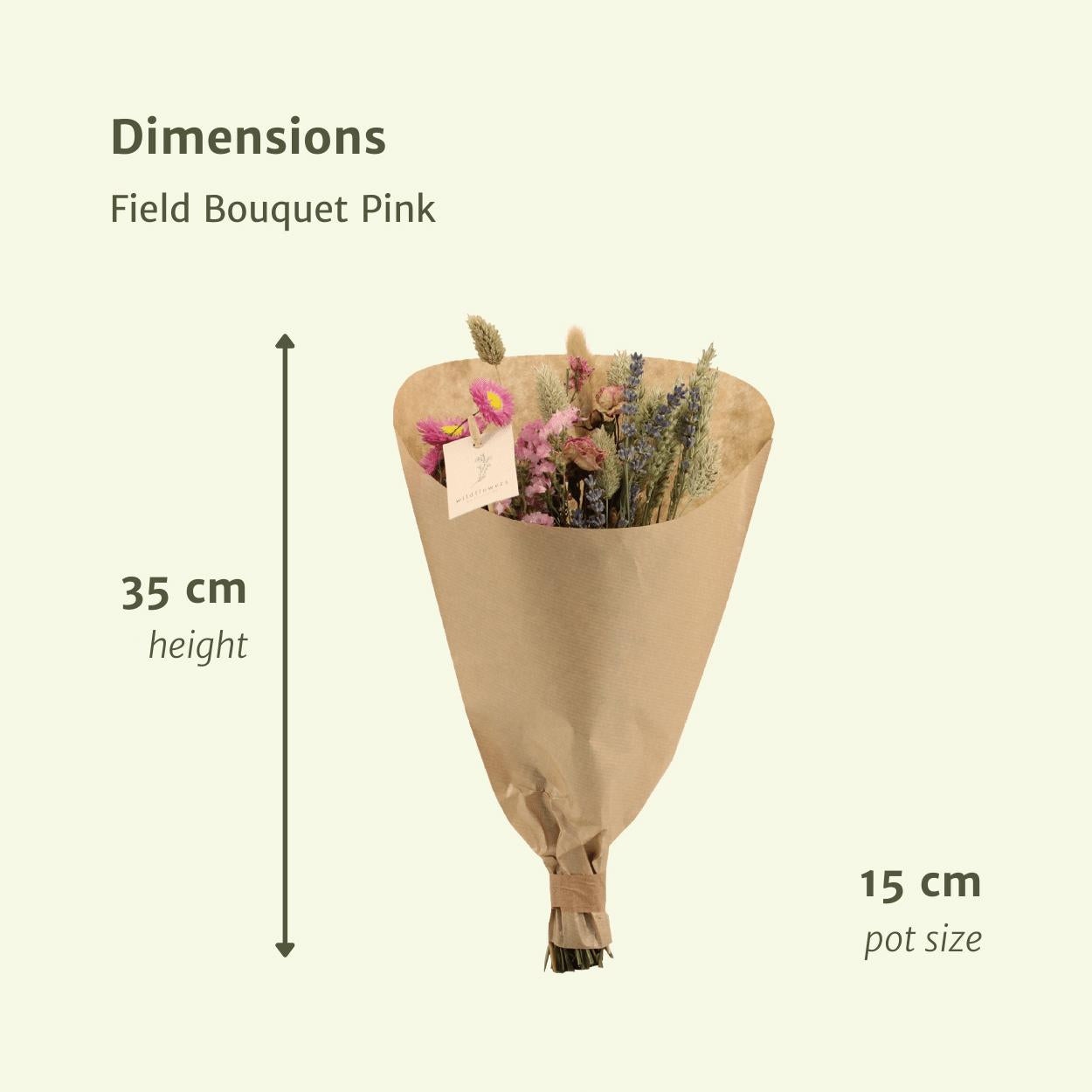 Veld boeket doorgbloemen -  Pink - ↨35cm