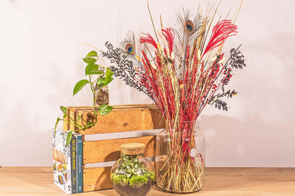 Droogbloemen boeket - Red & Gold