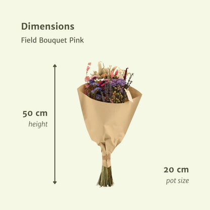 Veld boeket droogbloemen - Pink - ↨50cm