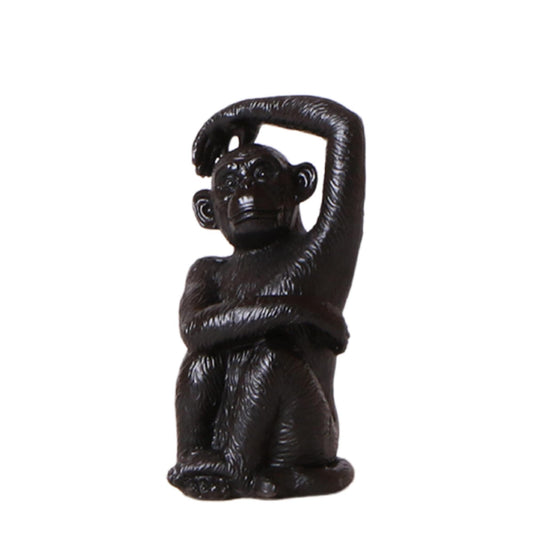 Decoratie beeld Sitting Monkey - Black