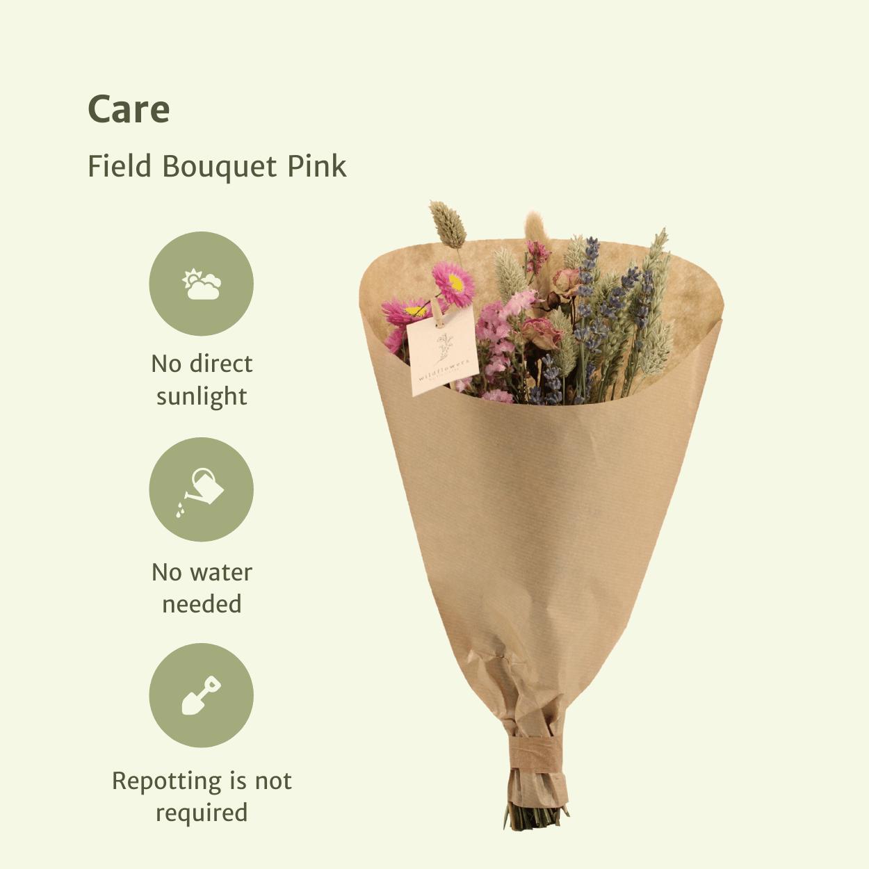 Veld boeket doorgbloemen -  Pink - ↨35cm