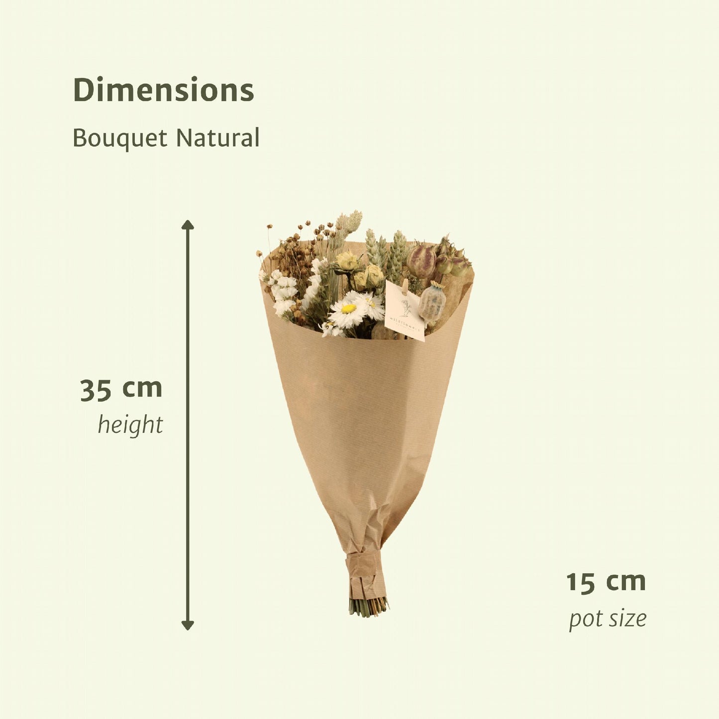 Veld boeket droogbloemen - Natural - ↨35cm