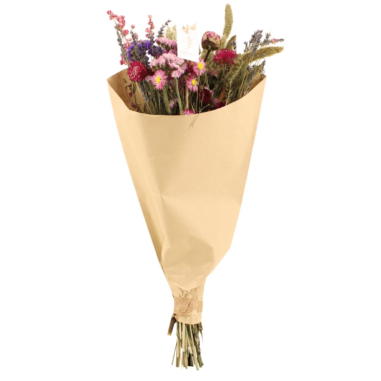 Veld boeket droogbloemen - Pink - ↨60cm