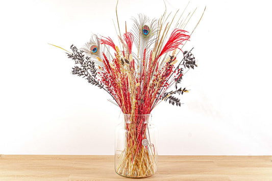 Droogbloemen boeket - Red & Gold