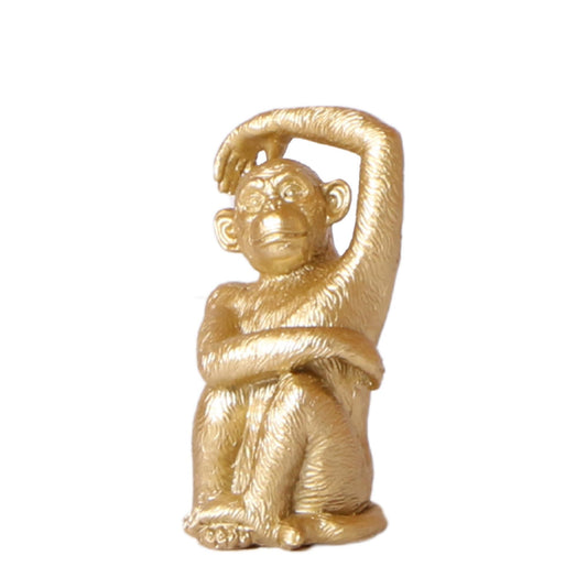 Decoratie beeld Sitting Monkey - Gold